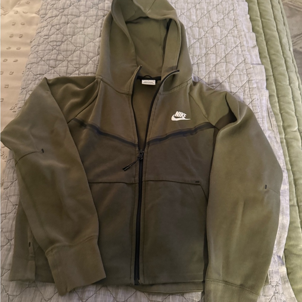 Nike Tech Olive Green Zip-Up Hoodie
